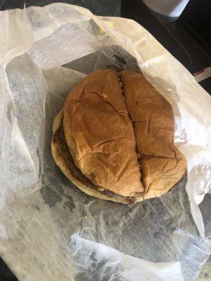 Large Double cheese burger. (they automatically cut all of their sandwiches in half, so if you don't want that let know in advance.