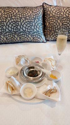 Champagne & Caviar, my afternoon "snack" in bed almost every day! I was a happy girl!