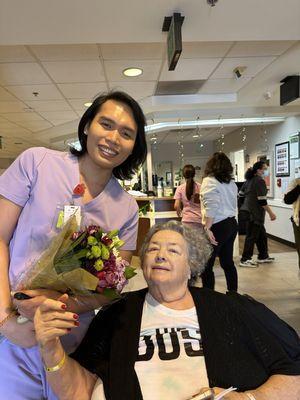 Thank you good caregivers. Bouquets of flowers for all the staff. This facility is the best of the best. KL