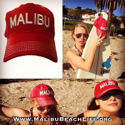 A great picture of our Malibu Beach Hat. Available at www.MalibuBeachLife.org