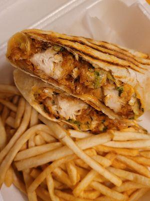 The go wrap.. its chicken tenders , shredded lettuce, shredded cheese and frangos sauce