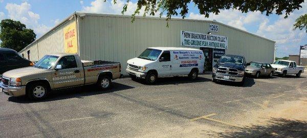 Outside the Antique Mall & Estate Sale Warehouse with our Company Vehicles!