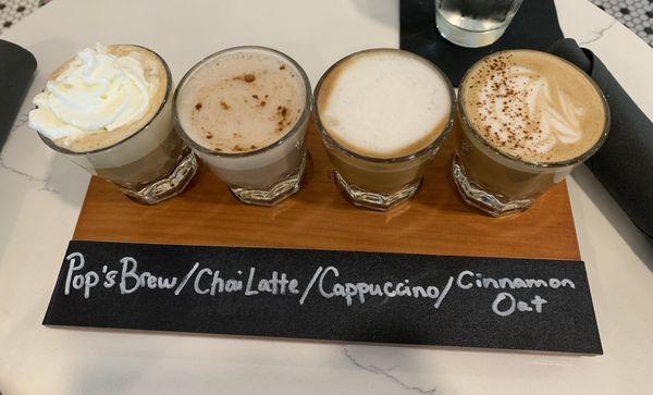 Coffee flight, not on the menu, but ask for it