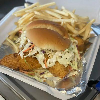 Fish sandwich and fries