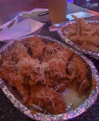 Garlic parm wings. The freshly grated cheese is such a good touch. Best wings in the city by far.