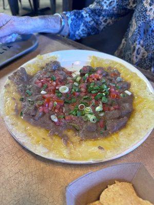 "Mexican Pizza" ... more like Hormel canned beef stew on a cheese crisp. Gross