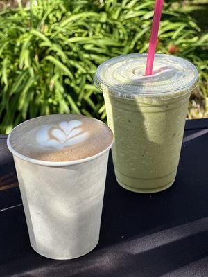 Matcha Frappe & Caramel Latte