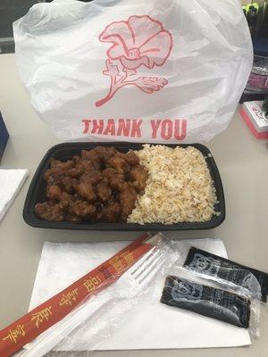 General Tso's Chicken with Fried Rice.