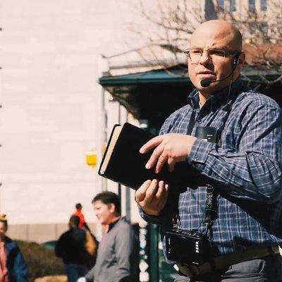 Dan preaching at the Kentucky Derby