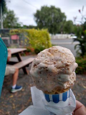 Apple caramel crisp in a sugar cone