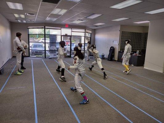 Fencing strips laid out and fully engaged