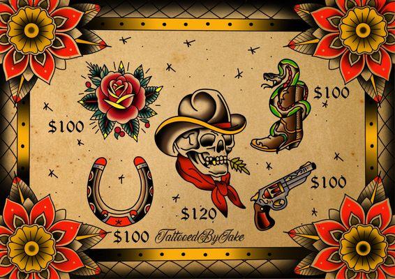 Affordable tattoo flash by TattooedByJake