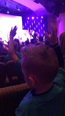 My four year old worshipping at VBS