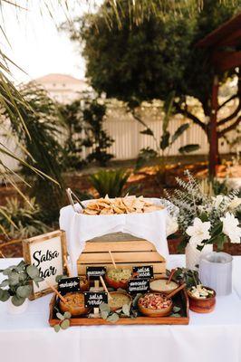 Beautiful salsa bar set up and decor