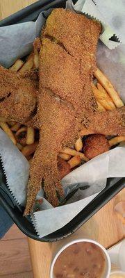 Fried whole catfish and fries