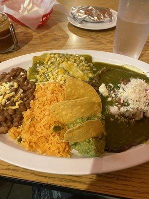 Cheese enchiladas and carne asada