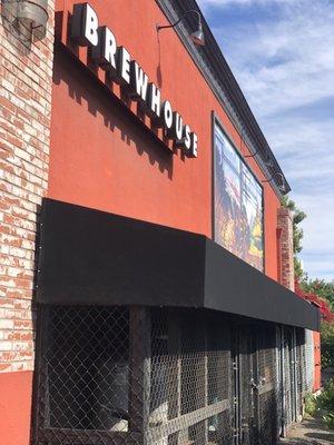 A fabric awning replacement for BJ's in West Covina