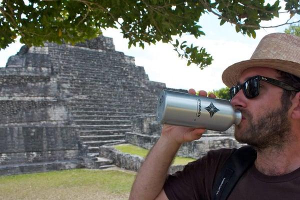 A strommen teacher modeling a Strommen water-bottle in Mexico!