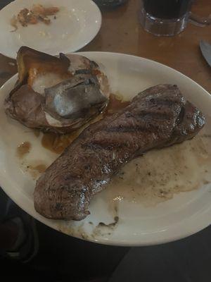 New York Strip and baked sweet potato