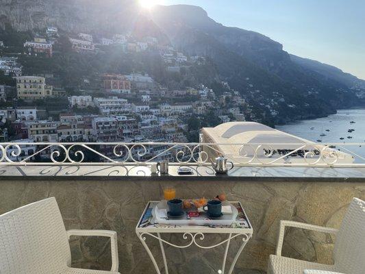 The view from our balcony in Positano.