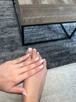 French dip manicure and French gel pedicure