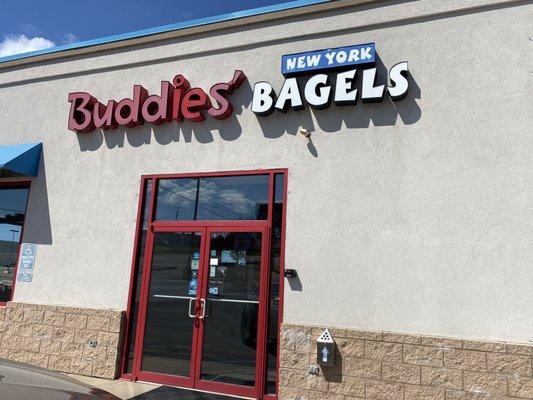 Front door to Buddies New York  Bagels in Hazleton PA