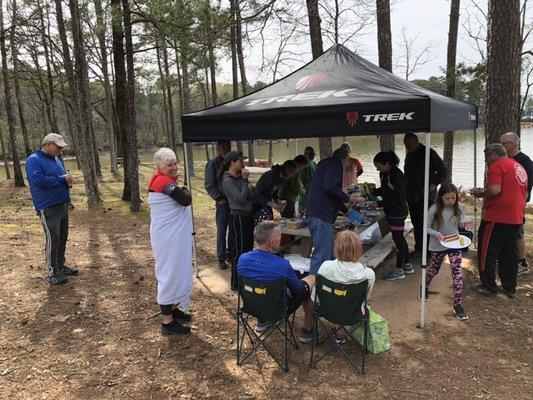 Food and fellowship after the ride