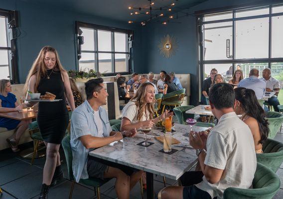 Indoor seating at Urban Rooftop