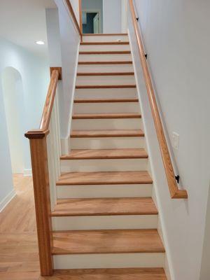 Stair landings with new hand rails