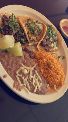 Taco dinner de asada, chile relleno and lengua