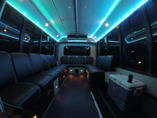 15 Passenger Party Bus Interior