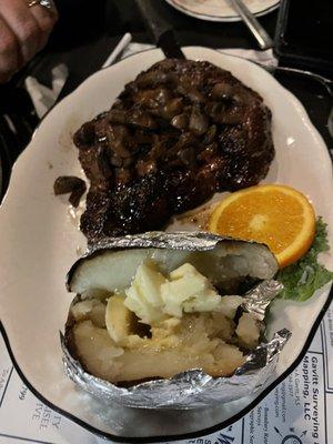 Sister got a steak too, with baked potato.