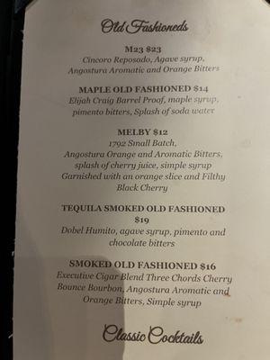 A partial bar menu.