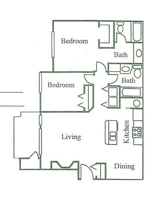 2 bedroom 2 bath with 1,010 sq ft