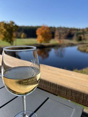 Enjoying a glass on the upper deck