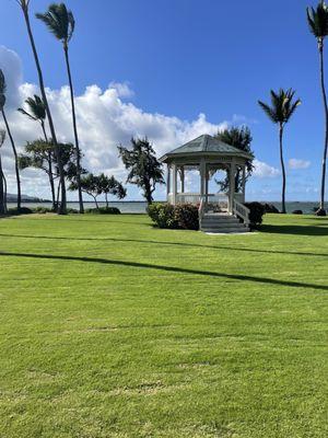 There's a quaint little beach just past the gazebo