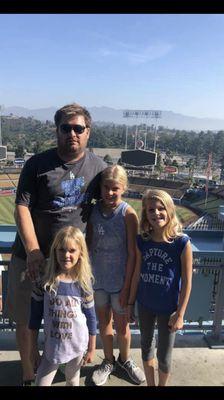 Owner, David Glaze with his 3 daughters, they love the Dodgers