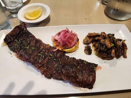 Greek Skirt Steak and Blackened Salmon