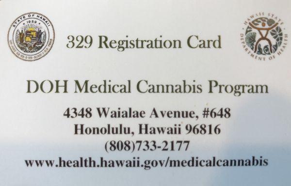 Back of my medical marijuana card