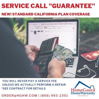 Our HomeGuard HomeWarranty 13 Month Plans for California now come with a Service Call Guarantee!