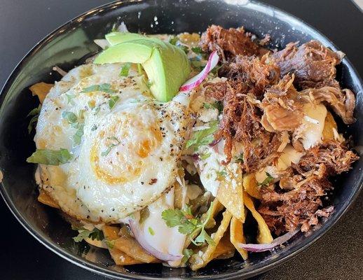 Chilaquiles with carnitas