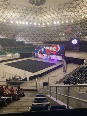 Very clean facility  Cheer competition and the ladies are acting like ladies how nice!!!!!