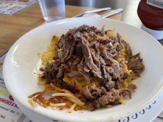 Cheesesteak hashbrown bowl