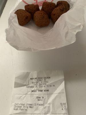 $4.13 worth of hush puppies... disappointed