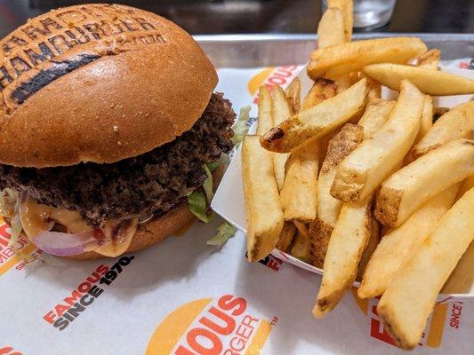 Hamburger and fries