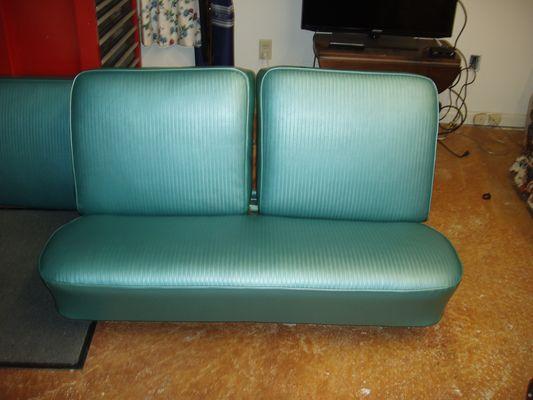 custom hand cut and sewn seat covers in original material for a 1965 chevelle.