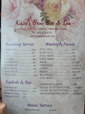 Services and prices