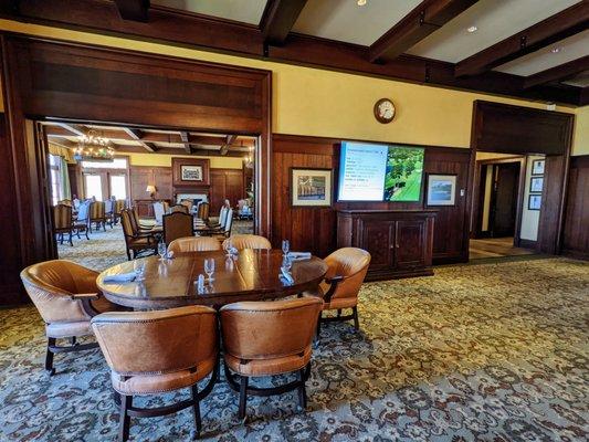 Inside. Dining room and bar with TVs. Nineteen restaurant, inside the TPC Sawgrass clubhouse.