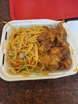 chow mein and orange chicken