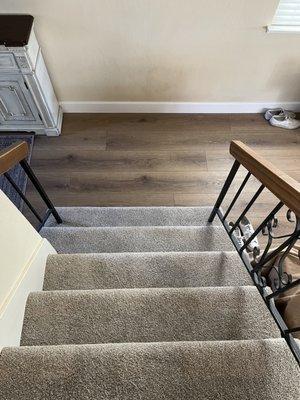 New carpet on stairs and new hard flooring on first floor